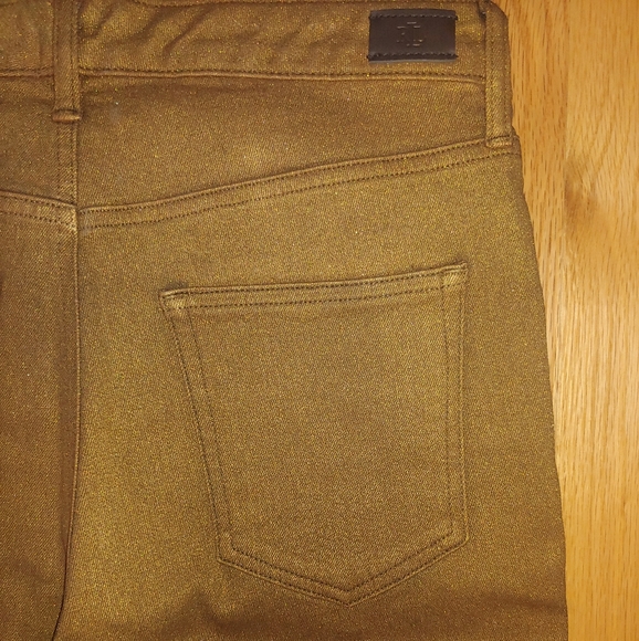 NWOT Lauren Ralph Lauren Metallic Gold High Rise Straight Ankle Jeans – Size 8 - Picture 7 of 9